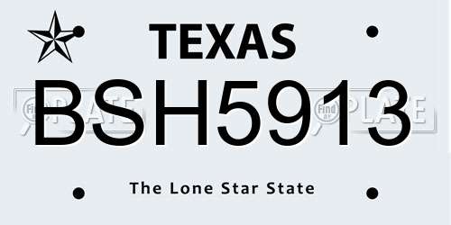 BSH5913 Texas License Plate