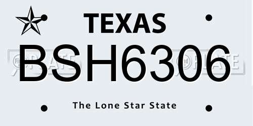 BSH6306 Texas License Plate