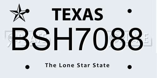 BSH7088 Texas License Plate
