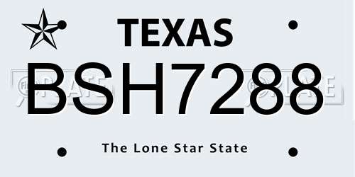 BSH7288 Texas License Plate