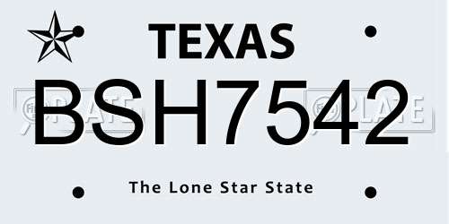 BSH7542 Texas License Plate
