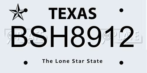 BSH8912 Texas License Plate