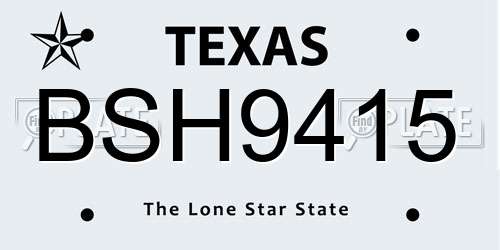 BSH9415 Texas License Plate