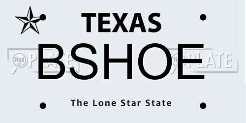 BSHOE Texas License Plate