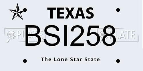 BSI258 Texas License Plate