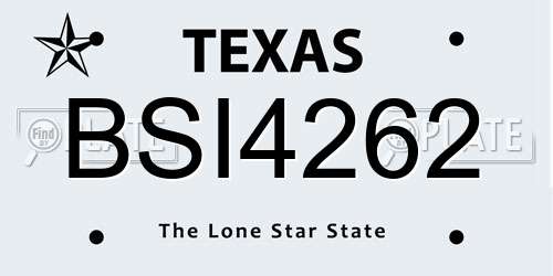 BSI4262 Texas License Plate