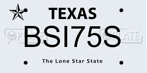 BSI75S Texas License Plate