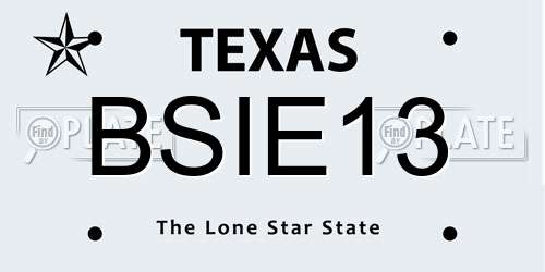 BSIE13 Texas License Plate