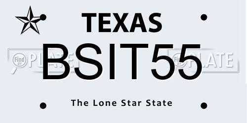 BSIT55 Texas License Plate