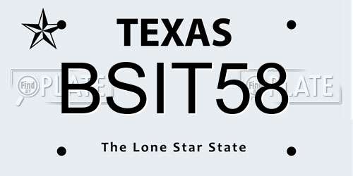 BSIT58 Texas License Plate