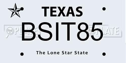 BSIT85 Texas License Plate