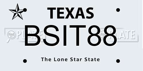 BSIT88 Texas License Plate