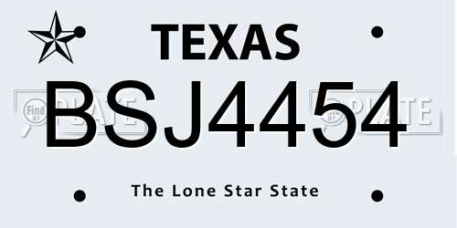BSJ4454 Texas License Plate