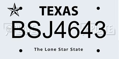 BSJ4643 Texas License Plate