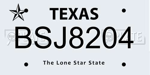 BSJ8204 Texas License Plate
