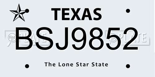 BSJ9852 Texas License Plate