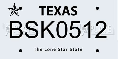 BSK0512 Texas License Plate