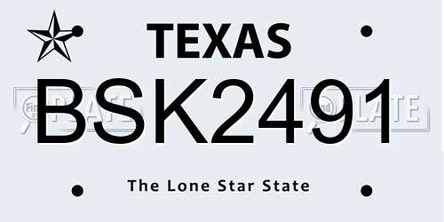 BSK2491 Texas License Plate
