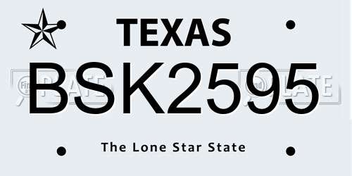 BSK2595 Texas License Plate