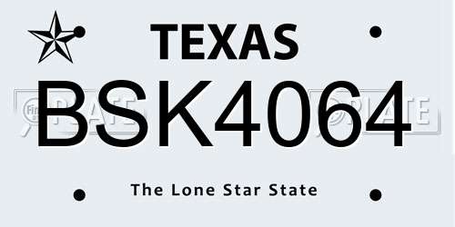 BSK4064 Texas License Plate