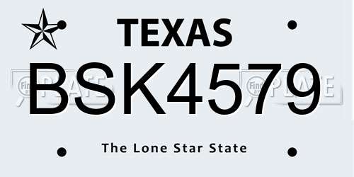 BSK4579 Texas License Plate