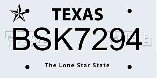 BSK7294 Texas License Plate