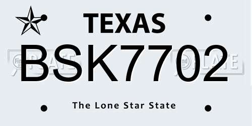 BSK7702 Texas License Plate