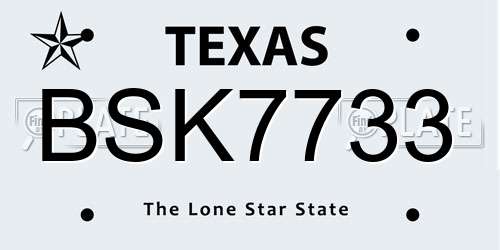 BSK7733 Texas License Plate