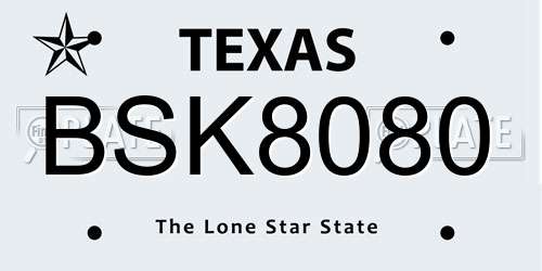BSK8080 Texas License Plate