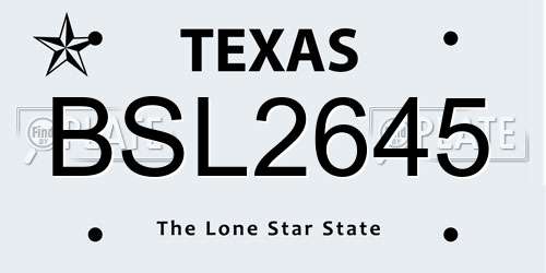 BSL2645 Texas License Plate