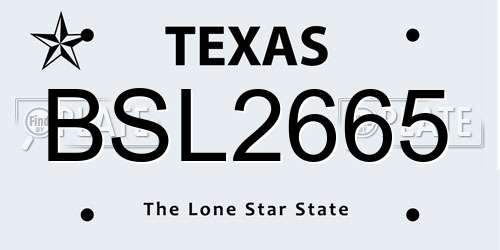 BSL2665 Texas License Plate