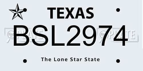 BSL2974 Texas License Plate
