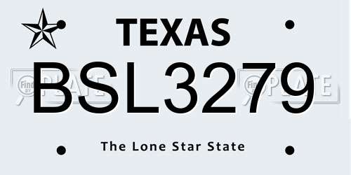 BSL3279 Texas License Plate