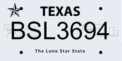 BSL3694 Texas License Plate