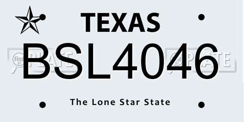 BSL4046 Texas License Plate