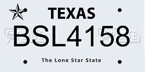 BSL4158 Texas License Plate