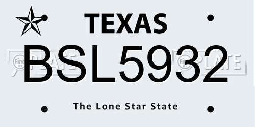 BSL5932 Texas License Plate