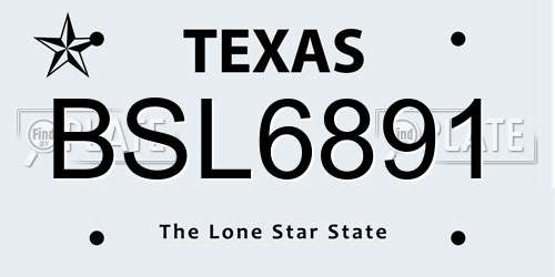 BSL6891 Texas License Plate