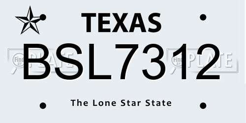 BSL7312 Texas License Plate