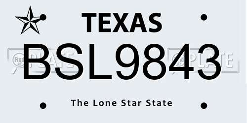 BSL9843 Texas License Plate
