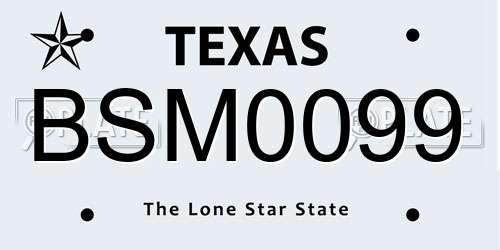 BSM0099 Texas License Plate