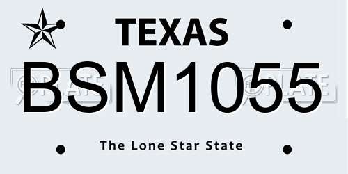 BSM1055 Texas License Plate
