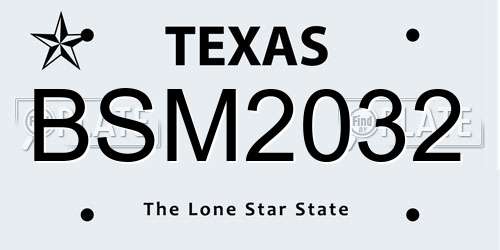 BSM2032 Texas License Plate