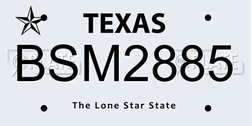 BSM2885 Texas License Plate