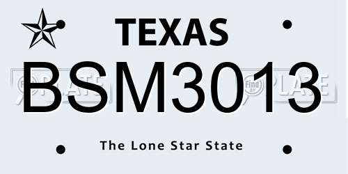 BSM3013 Texas License Plate