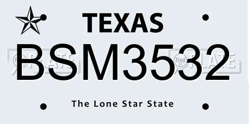 BSM3532 Texas License Plate