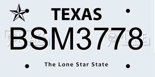 BSM3778 Texas License Plate