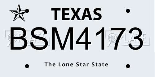 BSM4173 Texas License Plate