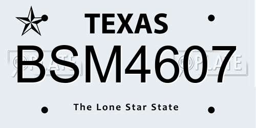 BSM4607 Texas License Plate