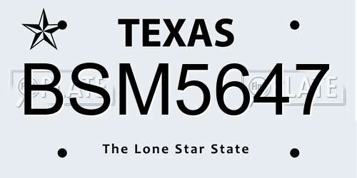 BSM5647 Texas License Plate